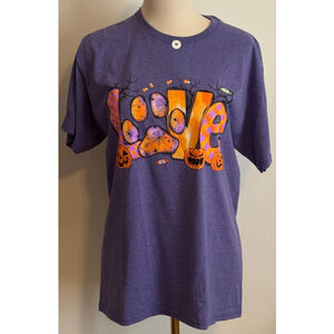 Women's WeLoveDoggos.com Purple Halloween Love Short Sleeve Tee M